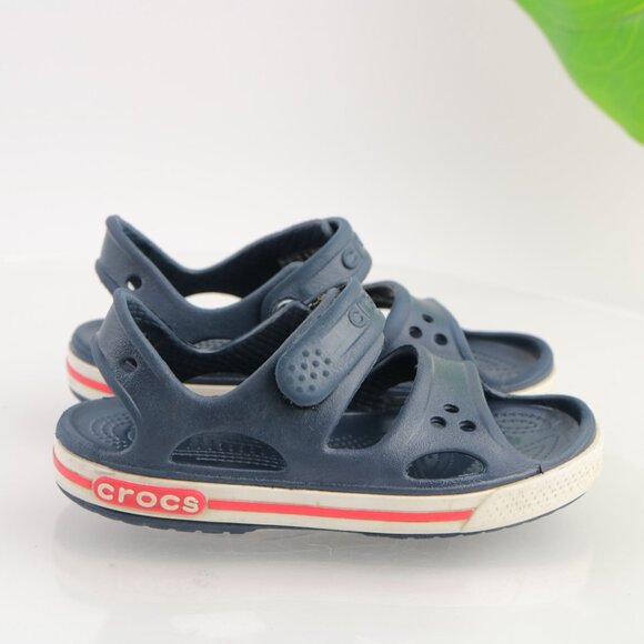 CROCS Boys Crocband II Sandal Size C 11 Big Kid 5y+ Navy Blue Adjustable Strap - Picture 4 of 11